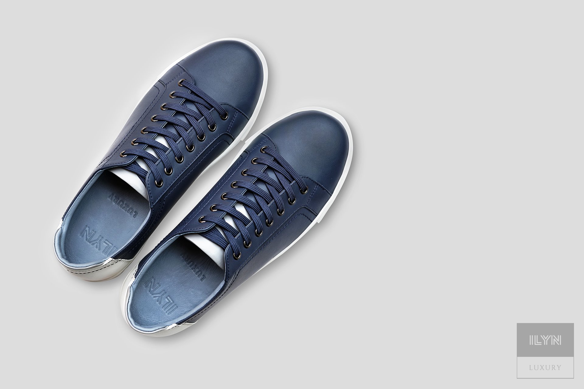 LUXURY Leather Sneakers Navy/White ILYN