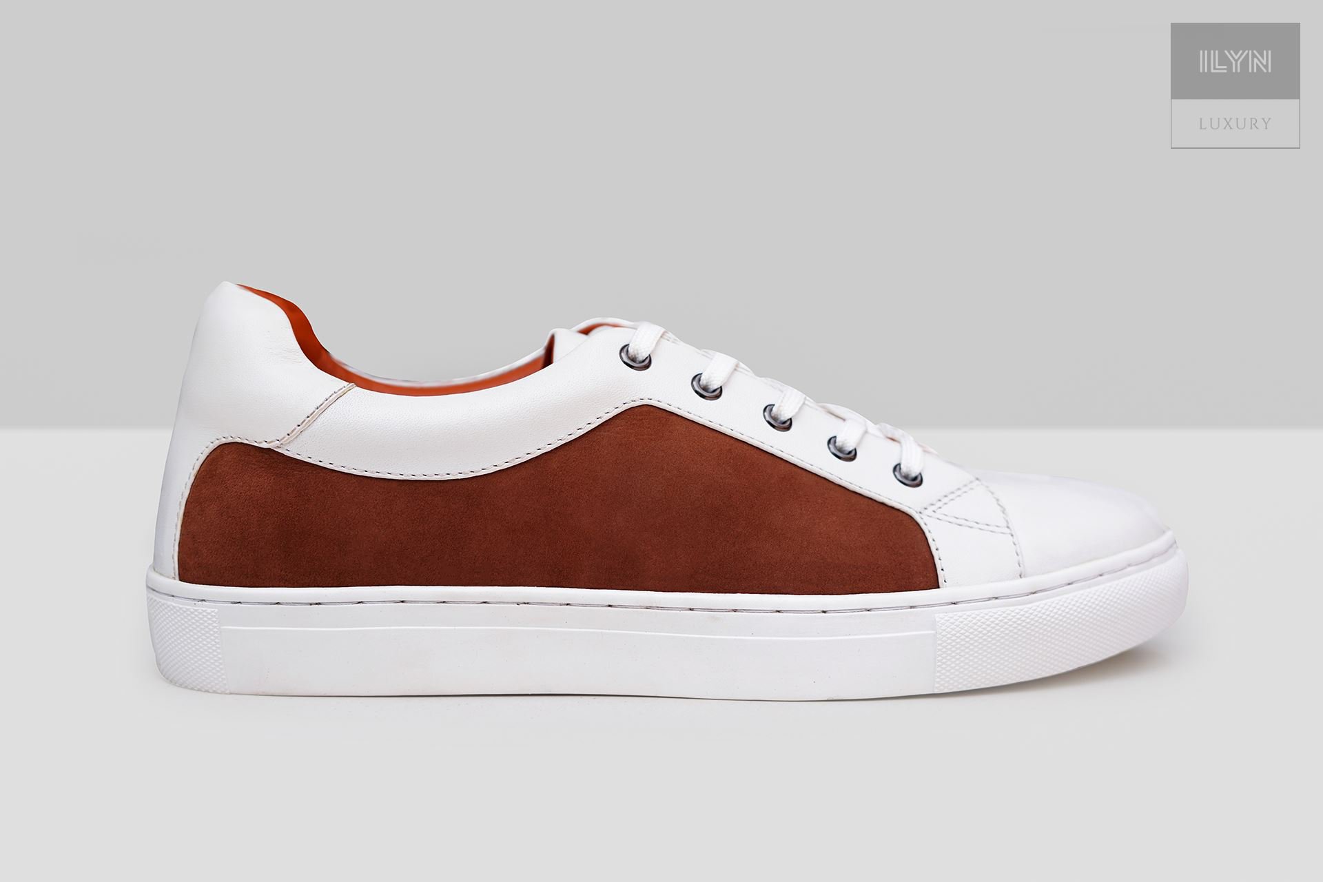 LUXURY Leather Sneakers White/Brown ILYN